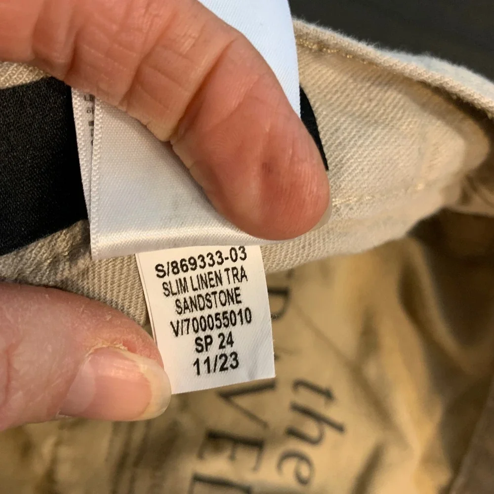 Banana Republic Mens Traveler Slim Linen‎ Cotton Pants Khaki Tan 34x30 (36x28.5)